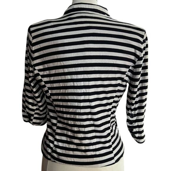 Monteau Black and White Stripe Blazer Womens Medium - Picture 3 of 5
